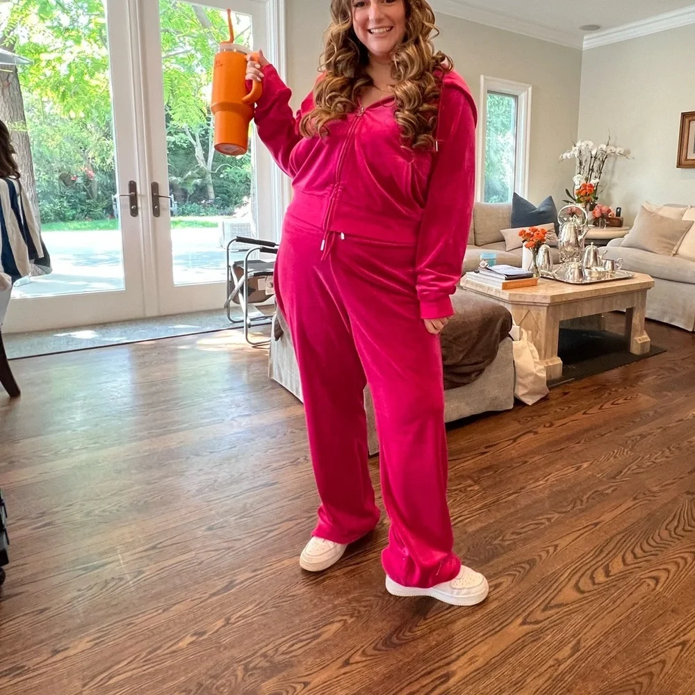 Juicy Couture OG BIG BLING VELOUR HOODIE Hot Pink - Picture 7 of 16